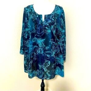 Just My Size (JMS) Women’s 2X (18W/20W) Envy Green Scroll Blouse